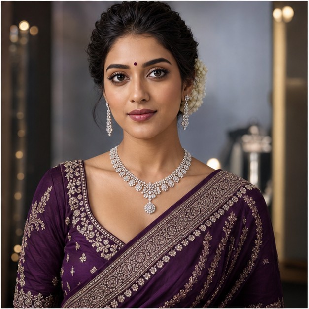 Diamond Bridal Edit jewellery worn by a Bengali model