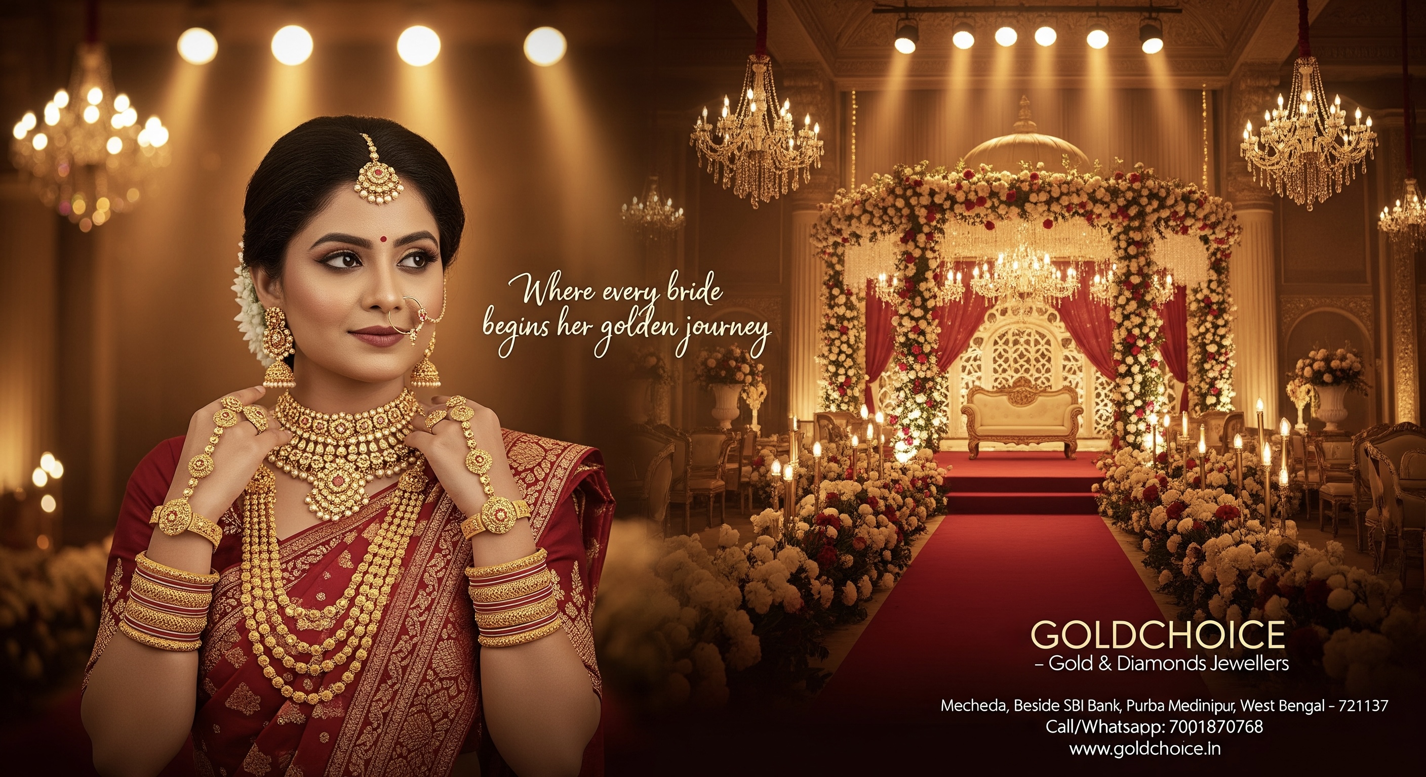 Gold Choice Wedding Collection with a Bengali bride and premium wedding mandap